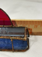 VTG Stained Glass Lighthouse Window Sun Catcher business Card Holder