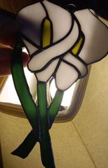 Vintage Sun Catcher White Lily Stained Glass Suncatcher Vintage Art Nouveau Deco