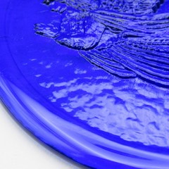 Large Pressed Glass Sun Catcher, 6″ d, Angel, Cobalt Blue, Hang Loop