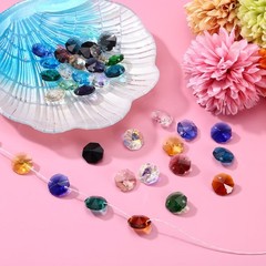 14mm Glass Octagon Beads, Sun Catcher Beads Bulk 80 Pcs & Peacock Blue