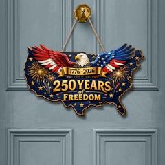 USA Map Years History Patriotic United States Wall Sign with Rope