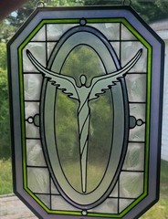 Lavaggi signed American Angel stained glass sun catcher