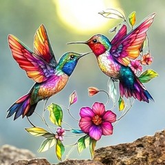 Stained Glass Style Acrylic Hummingbird Suncatcher 8in Window Decor Gift