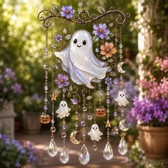 New Halloween Suncatcher Wind Black Cat Ghost Sunshine Catcher Wind Chime