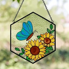 Huray Rayho Stained Glass Butterfly Suncatcher