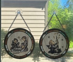 2 Sun Catchers/Ornaments Stained Glass Light of World & Gift for Jesus 3″ Hummel