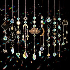 Colorful Crystal Sun Catchers – 10 Piece Hanging Prism Ornaments for Windows, Ga