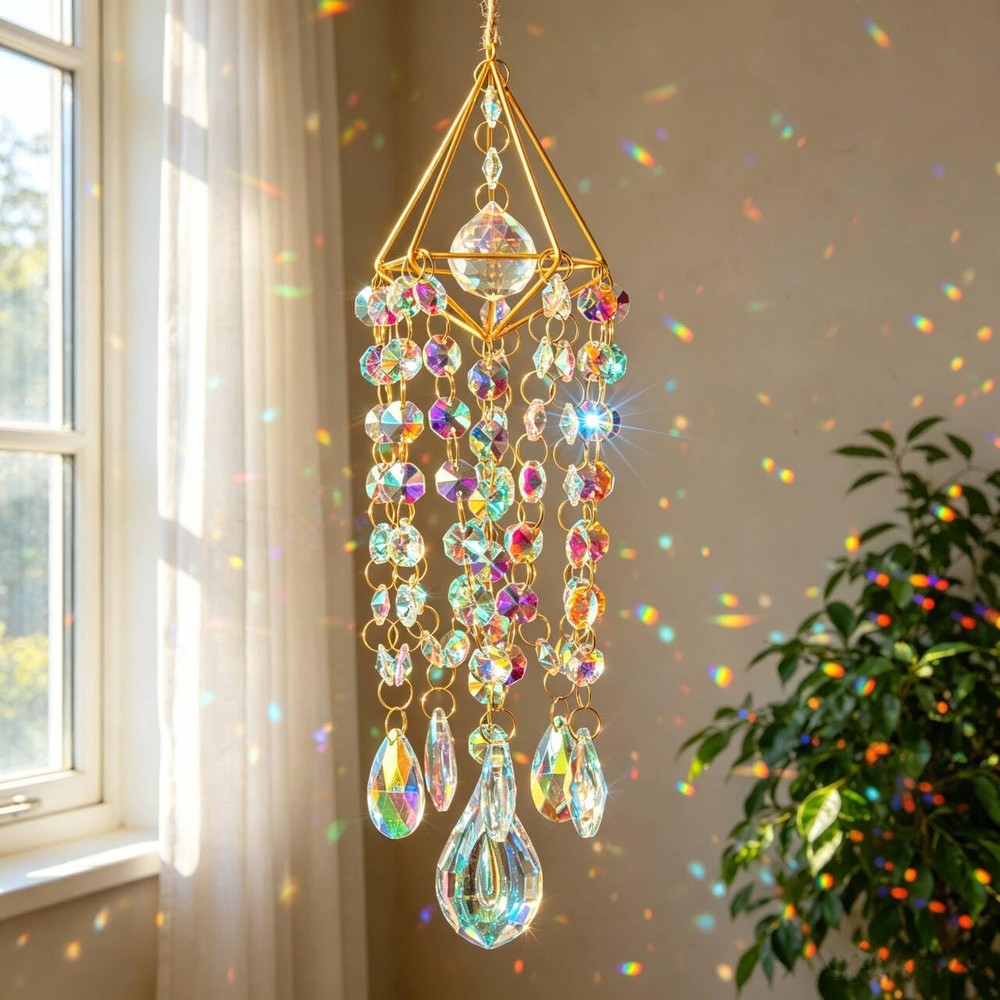 HDCRYSTALGIFTS Crystal Suncatchers for Window Hanging Glass Wind Multi Color