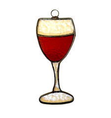 Handmade Stained Glass Wine Glass Sun Catcher 6.75″ H Cocktail Bar Party Cheers