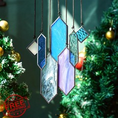 HDCRYSTALGIFTS Stained Glass Blue Purple 7pc