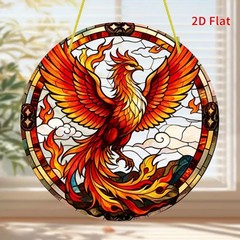 Mythical Fire Phoenix Cloud Round Acrylic Suncatcher Window Legend Ornament Gift