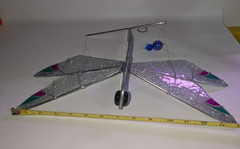 Dragonfly Stained Glass hanging 3D Art Soldered Hinged Wings 14″ Span Blue Green