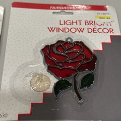 Lot 2 1989 Vintage Rose Flower Duck animal Suncatcher Window Decor Ornament