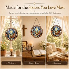 Stained Glass Nativity Suncatcher – Faith Window Decor for Home and Office