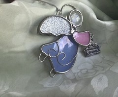 Angel (Stained Glass) “Welcome Friends” hanging figure