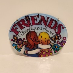 Joan Baker Designs Suncatcher FRIENDS, FAMILY YOU CHOOSE Stained Glass Oval 5×7″