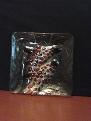 Tile Fused Glass 3D, Giraffe Mother with Baby, with hanger for wall