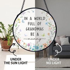 Mummy Gifts: Stained Glass Sun Catcher, Round Wall Art for Mother’s Day Decor
