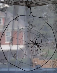 Halloween Suncatcher Decoration Spider in Web Handmade 11″ Diameter