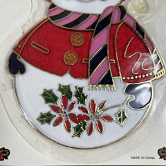 3 Vintage 80s Christmas Sun Catchers Hanging Decoration Santa Snowman Wreath NEW