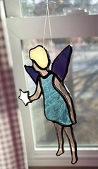 Vintage Stained Glass Angel/Fairy Sun Catcher “Star Pixie”