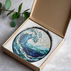 Ocean Waves Glass Suncatcher Coastal Window Decor for Beach Lovers Gift