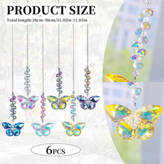 6Pcs Crystal Butterfly Suncatchers Hanging Ornaments, Rainbow Maker Sun Catchers