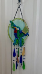 Sun Catcher Hummingbird Glass Wind Chime 16″ Evergreen Garden
