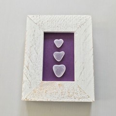 Sea/Beach Glass Art “Hearts” Framed Picture Handmade Handcrafted One-of-a-kind