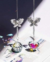 2 Pieces Crystal Butterfly Suncatchers Window Prism Tree Hanging Decor Ornaments