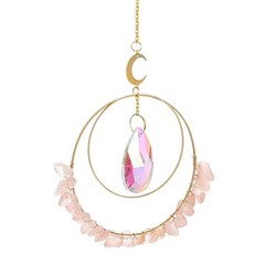 Colorful Crystals Suncatcher Hanging for Window Indoor Outdoor Ornament Pink