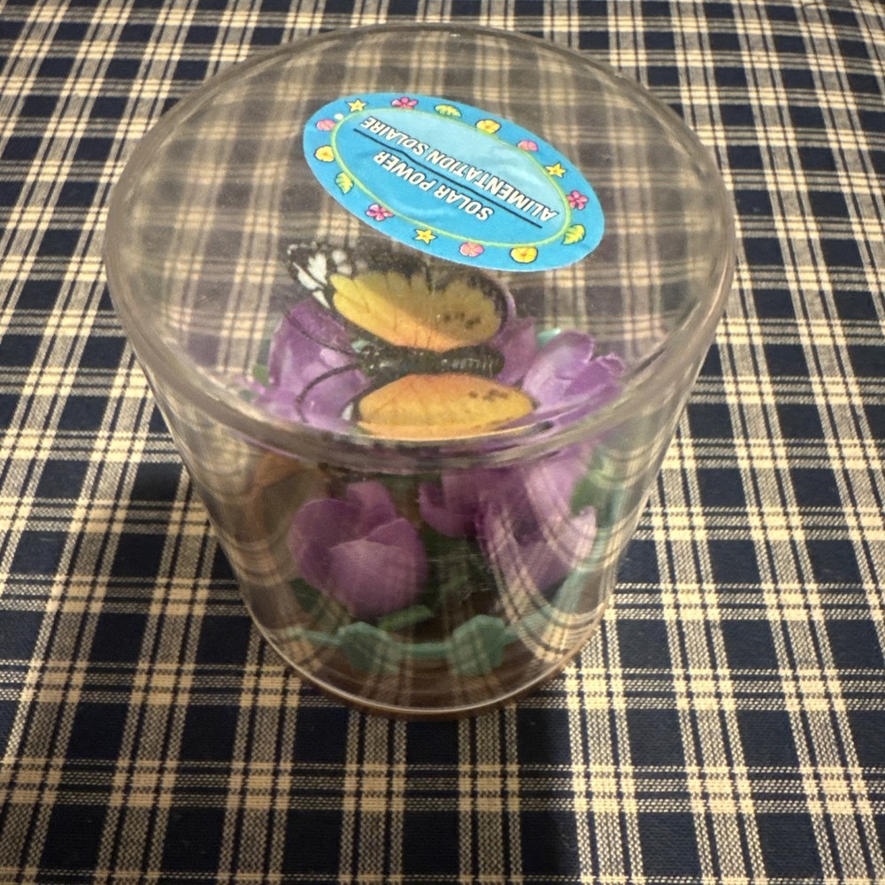 Solar Power Butterfly Purple Tulips