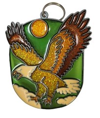 Bald Eagle Suncatcher Glittery Sparkle Gold Green 5 x 4″ Window Sun Catcher