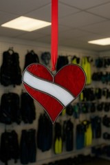 Suncatcher Stained Glass Dive Flag Heart