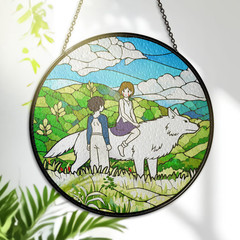 Princess Mononoke Window Hanging Stained Glass Suncatcher, Studio Ghibli Anime