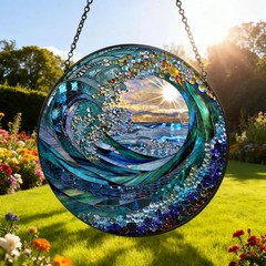 Ocean Wave Acrylic Suncatcher Suncatcher，Beach Coastal Glass Suncatcher