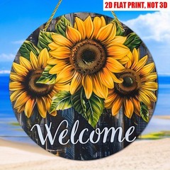 2D Flat charming sunflower butterfly acrylic wall art, countryside welcome sign