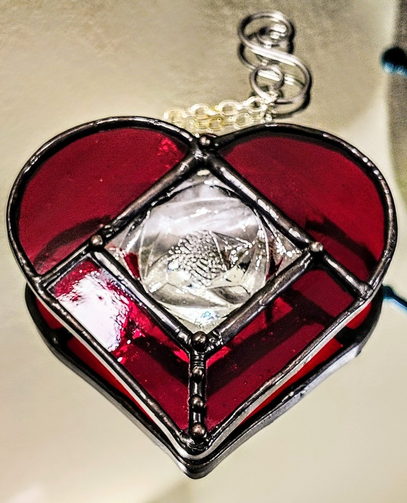stained glass heart suncatchers