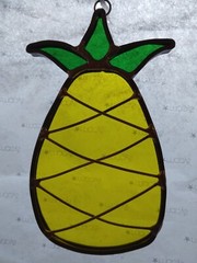 Handmade Stain Glass PINEAPPLE Suncatcher Ornament