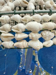 Coastal Hanging Mobile Seashell & Beaded Blue White Clear Silver Metal Decor