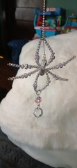 Hanging Silver Clear Purple Beaded Spider Crystal Drop Suncatcher with Hook