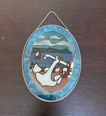 Suncatcher Glass Window Art of Anchor with Sailboat