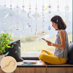 Sun Catchers, 10 Pcs Crystal Suncatcher Prism Hanging Kit with Chain Rainbow Mak