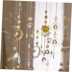 4PK Crystal Suncatcher for Windows Hanging Decor, Prism Sun Catcher with 4pk