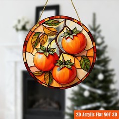 Persimmon Branch Acrylic Suncatcher Vibrant Fruit Themed Hanging Window Decor