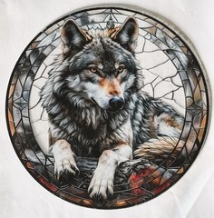 New Suncatcher Wolf 8″ Round Wolves Combined Shipping Gift