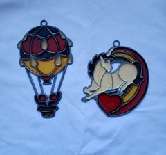 2 Resin Suncatchers Unicorn & Hot Air Balloon Window Decor
