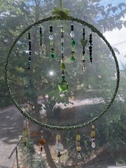 Green Beaded Suncatcher 12″ Round Ring