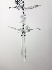 Butterfly crystal suncatcher gift, black & clear prisms Handmade in Australia