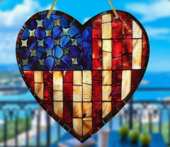 SC108-Suncatcher Heart Multicolor US Flag 8×8″